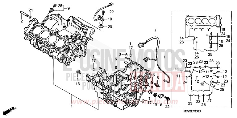 CARTER MOTEUR de Hornet 900 CANDY TAHITIAN BLUE (PB215) 2002